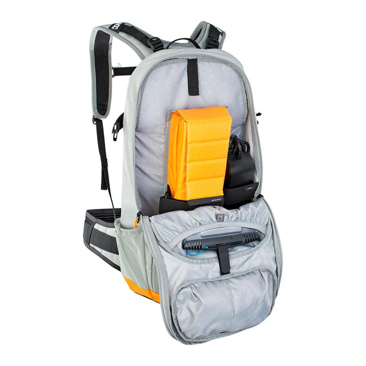 Grey and Orange Evoc FR Enduro E-Ride 16 Back Pack