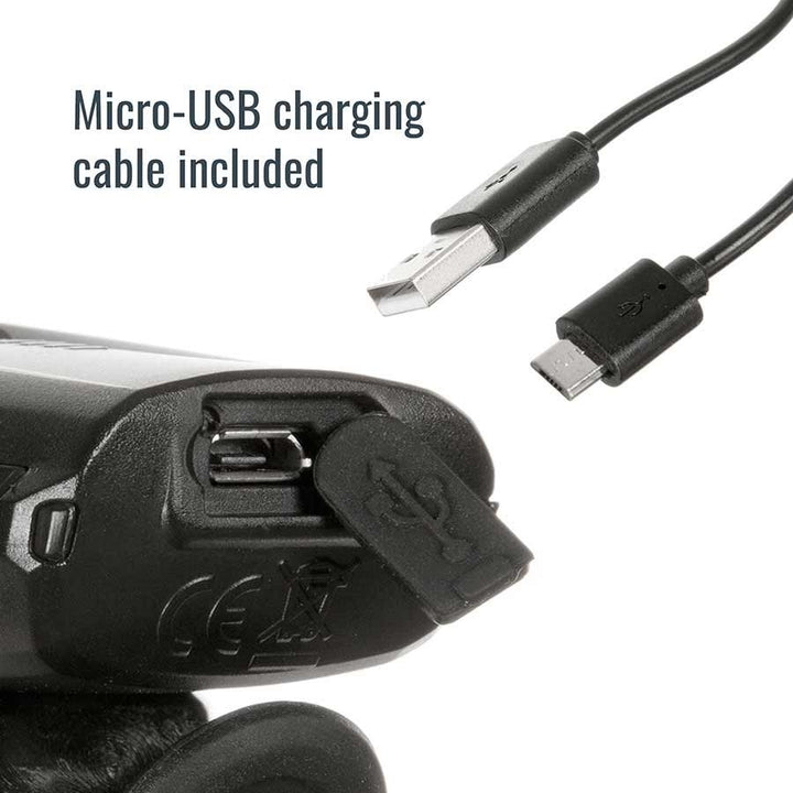 Black Evo NiteBright™ 120 Bicycle Headlight with micro-USB charging cable