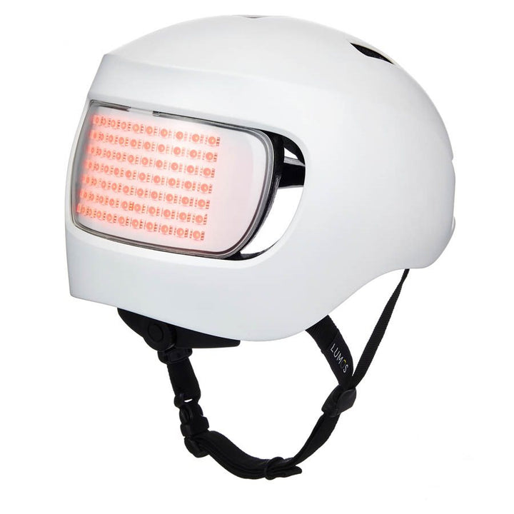 White Lumos Matrix MIPS Bicycle Helmet with Customizable rear LED Pannel 
